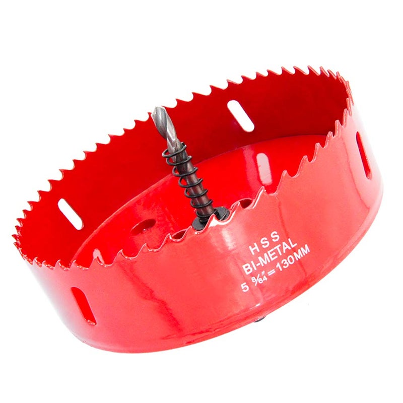 Laiwei Hole Saw Drill Bit LAIWEI HSS Hole Cutter with Arbor for Wood,PVC Board and Plasterboard(5-1/8"(130mm Hole Saw)) - Image 1